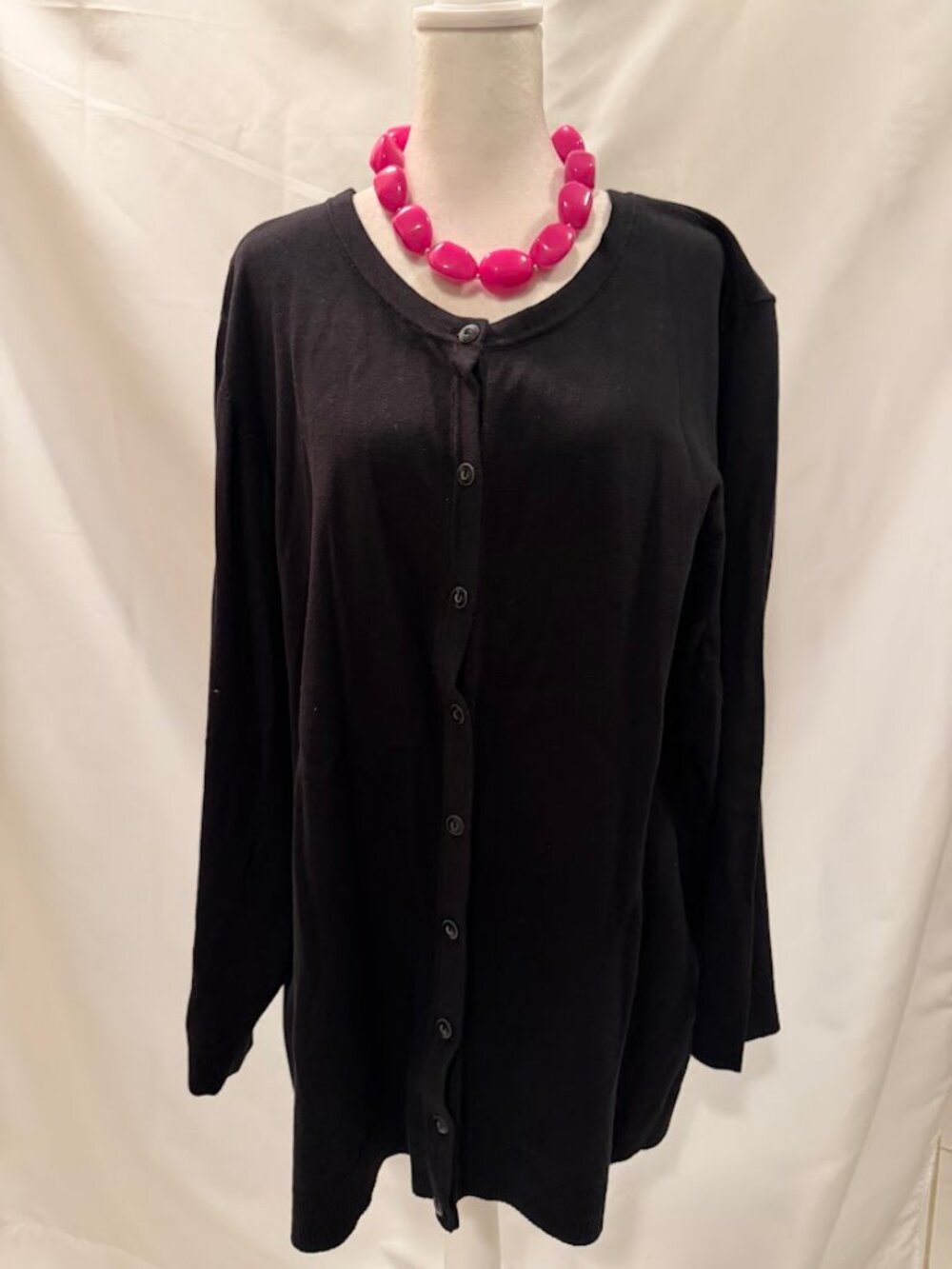 CJ BANKS Women's Black Cardigan Button Closure (Cotton/Nylon) - 4x